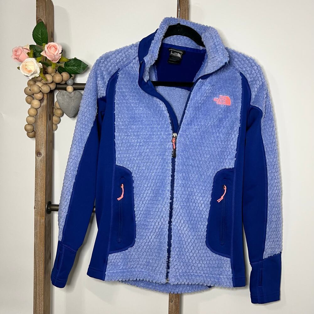 North Face Blue Purple Long‎ Sleeve Full Zip Polartec Jacket Size Medium